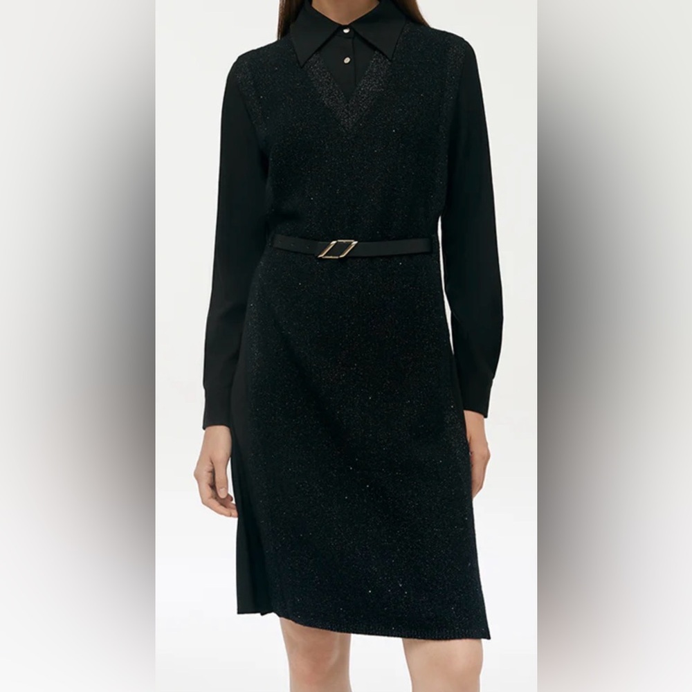 Wool Blend Patchwork Women Mini Dress
